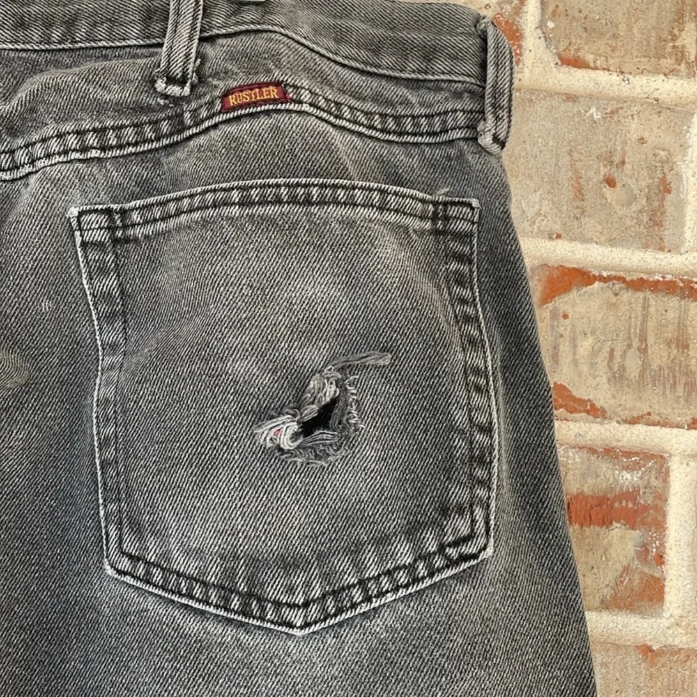 Rustler Black Faded Straight Leg Denim Jeans